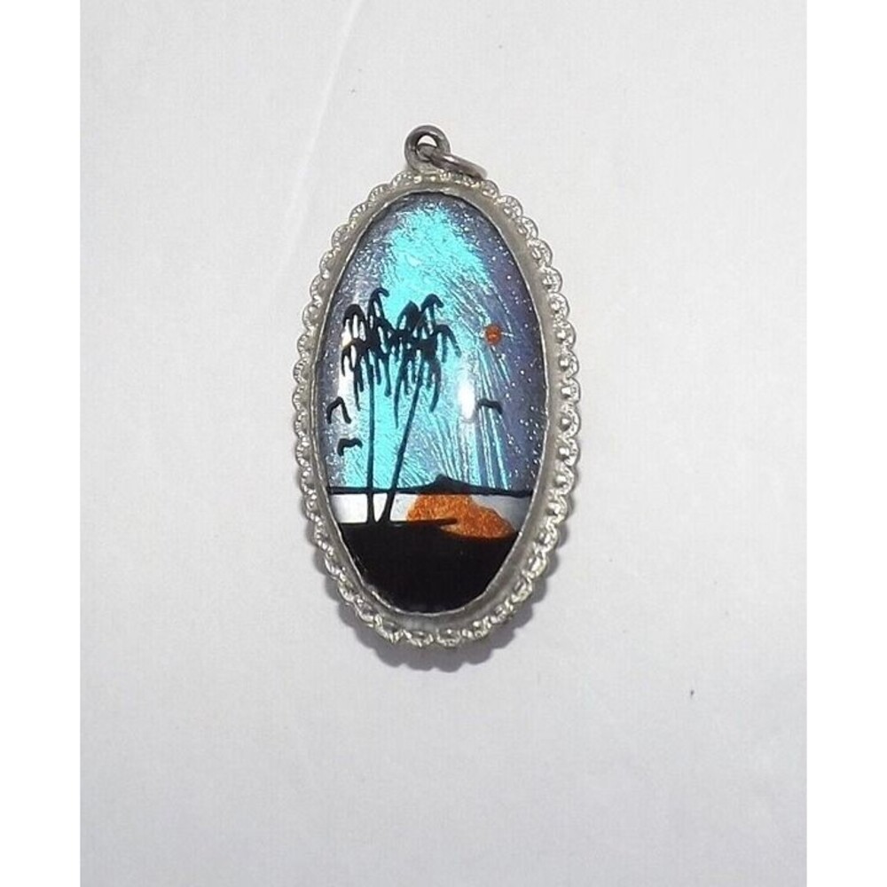 Antique Vintage Deco Sterling Silver Butterfly Wing Souvenir Pendant